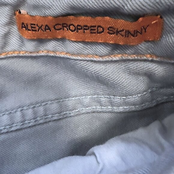 Tory Burch Alexa Cropped Skinny Jeans Size 31 Light Gray Stretch Denim Preppy - Picture 6 of 8